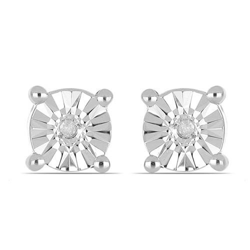 0.012 CT G-H, i2-i3 WHITE DIAMOND DOUBLE CUT STERLING SILVER EARRINGS WITH MEGICAL TIKLI SETTING #VE027143
